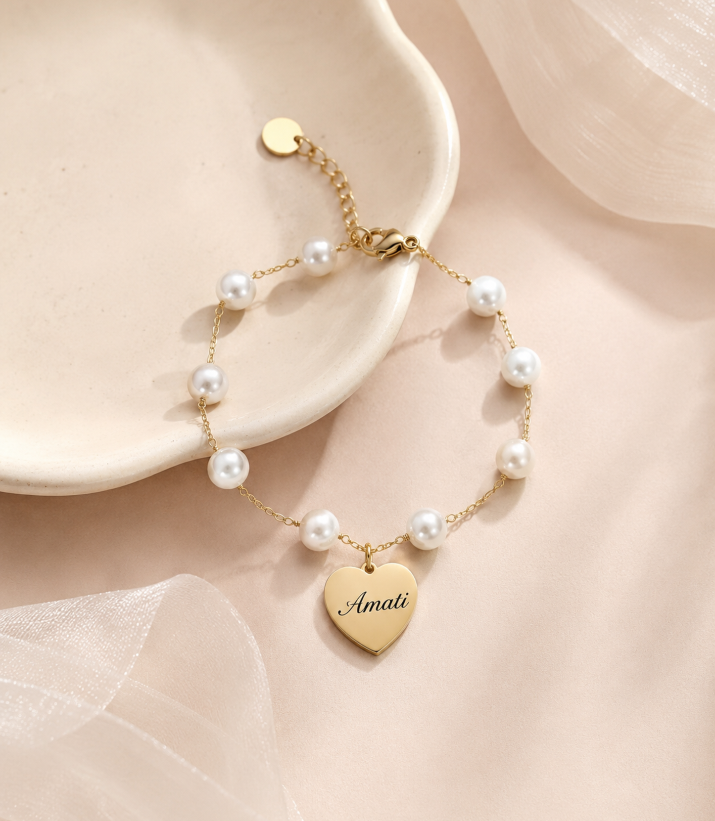 Bracciale Perle del Cuore Personalizzabile