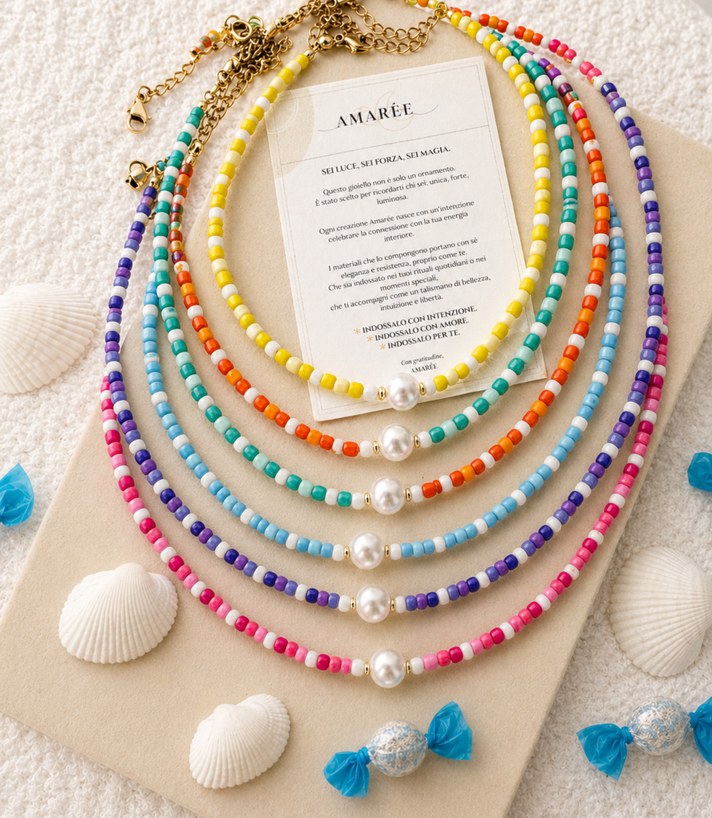 Candy Collana colorata con perla d'acqua dolce centrale