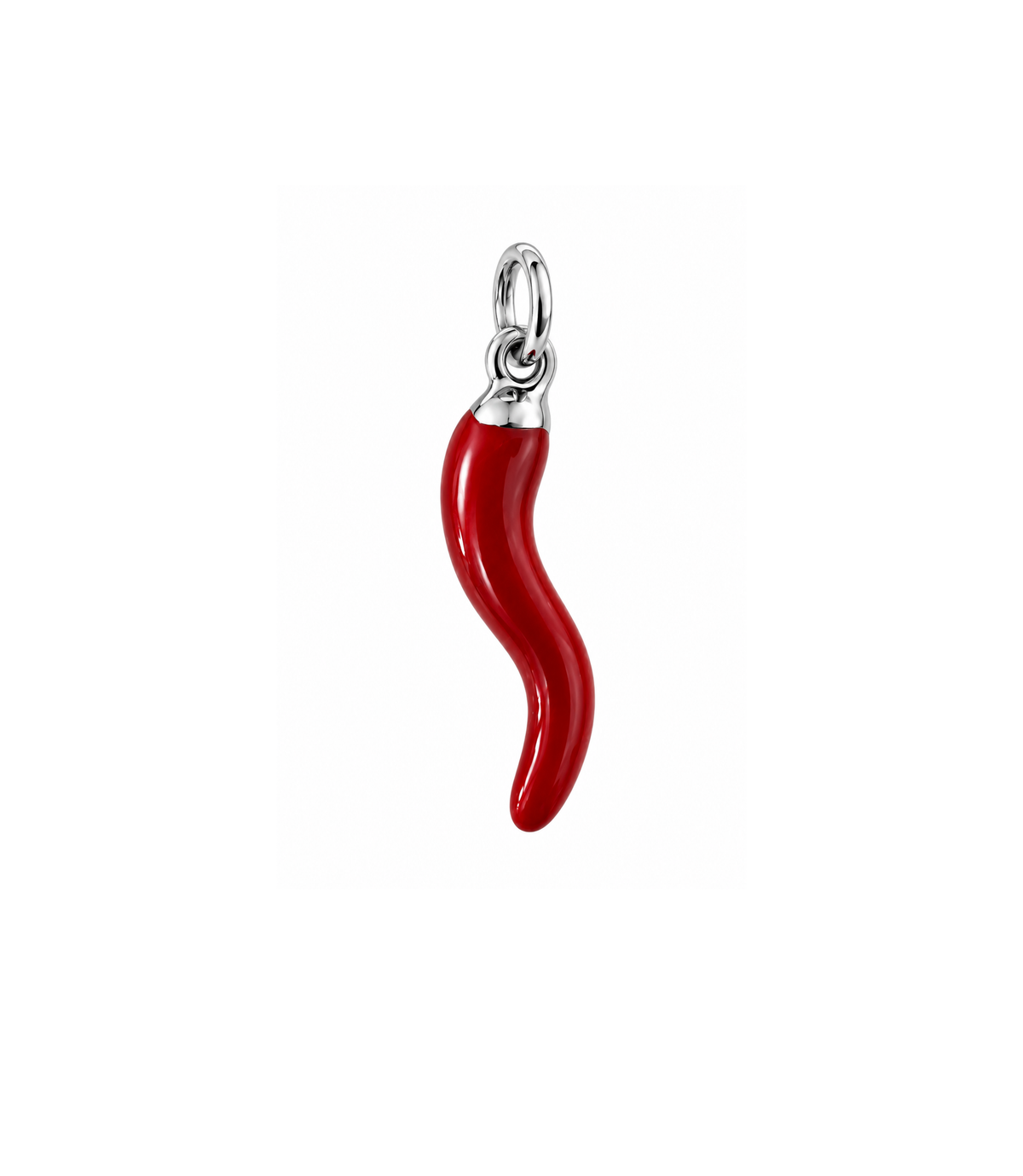 Cornetto rosso Portafortuna silver
